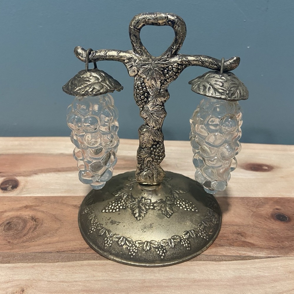 Apco Price Imports Hanging Grapes Salt & Pepper Shakers Vine Stand Japan Vintage